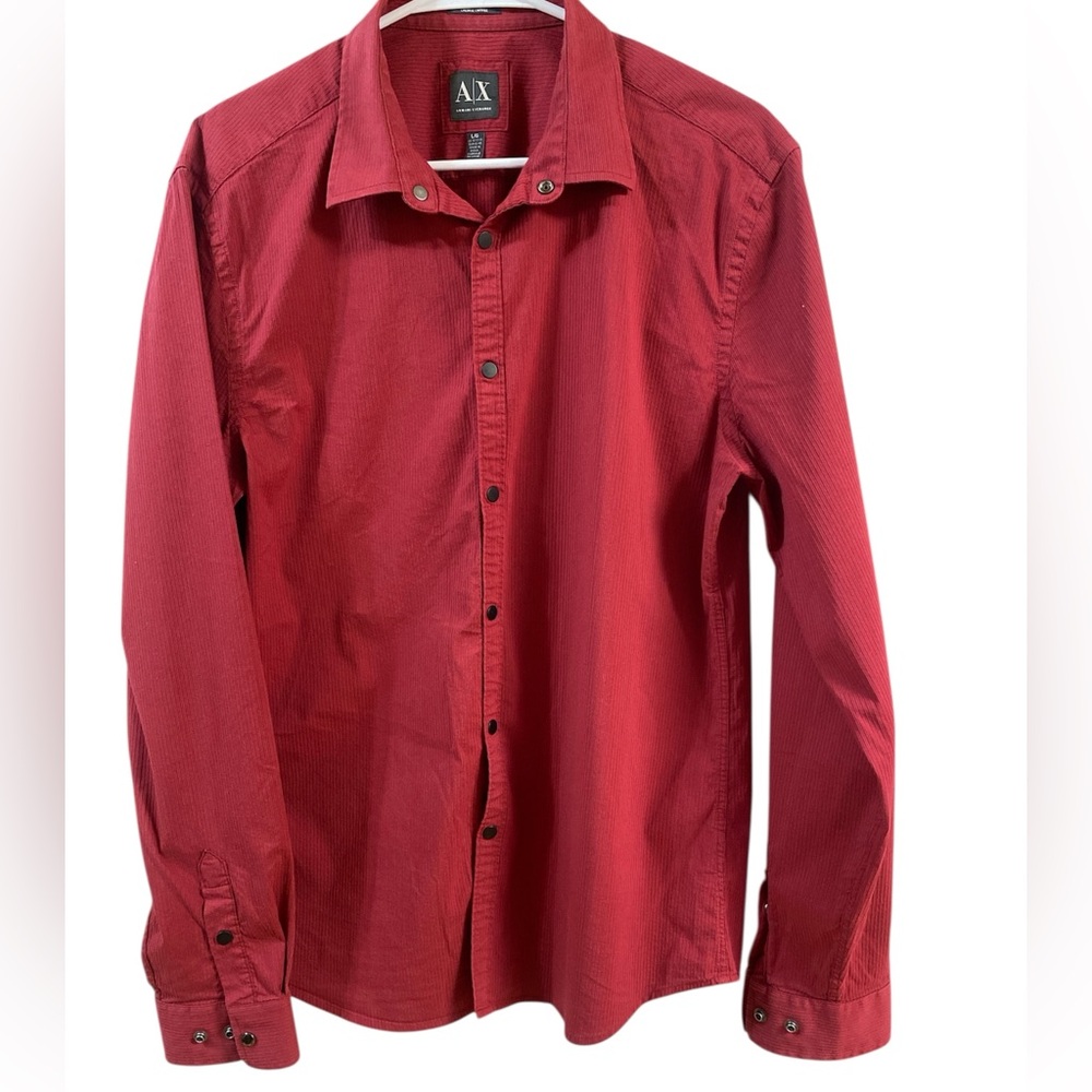 Armani Exchange Red Casual Button-Down Shirt